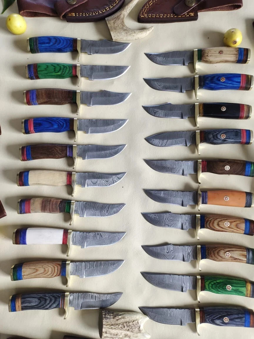 20 PCS Custom Handmade Damascus Steel 6" Camping & Hunting Knives - From USA.