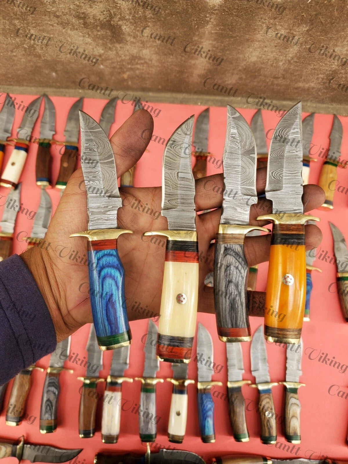 Set of 20 Custom Handmade Damascus Steel 6" Camping & Hunting Knives - From USA