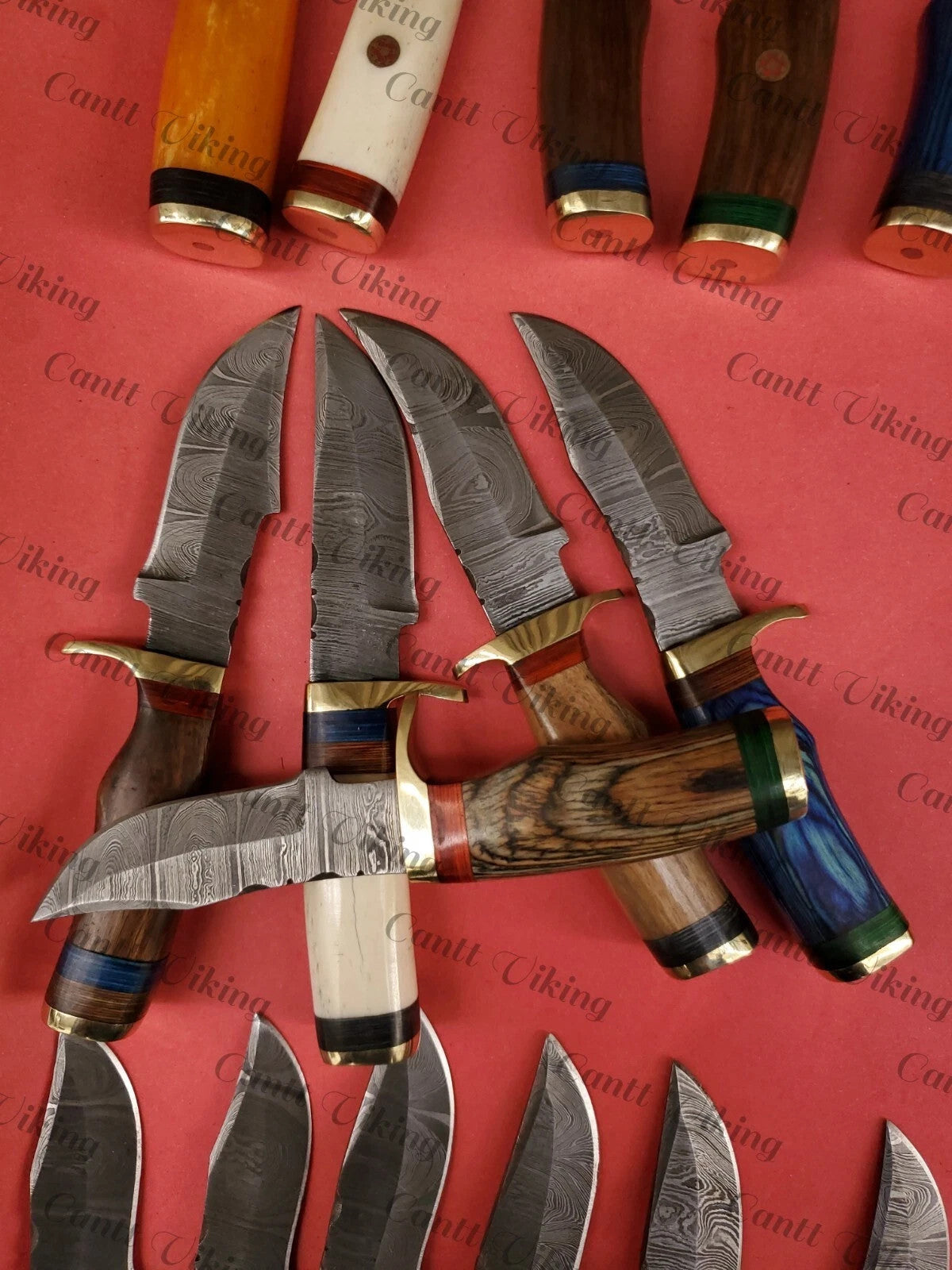 Set of 20 Custom Handmade Damascus Steel 6" Camping & Hunting Knives - From USA