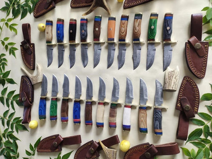 20 PCS Custom Handmade Damascus Steel 6" Camping & Hunting Knives - From USA.