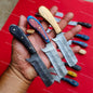 Set of 20 Custom Handmade Damascus Steel 8" Bull Cutters Hunting Knives W/Sheath