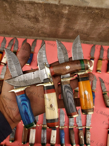 Set of 20 Custom Handmade Damascus Steel 6" Camping & Hunting Knives - From USA