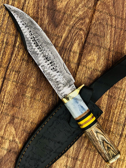 Custom Handmade Damascus Steel 12â  Dragon  Knife- Artisan Craftsmanship USA.