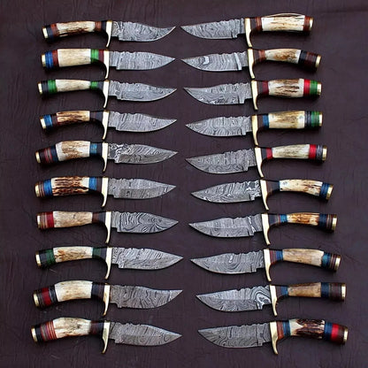 Lot of 20 Pcs Custom Handmade Damascus Steel 8" Thick Stag Horn Knives -From USA
