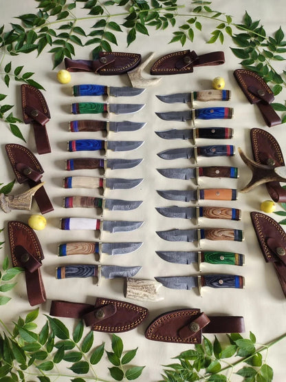 20 PCS Custom Handmade Damascus Steel 6" Camping & Hunting Knives - From USA.