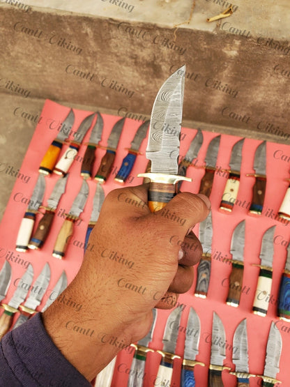 Set of 20 Custom Handmade Damascus Steel 6" Camping & Hunting Knives - From USA