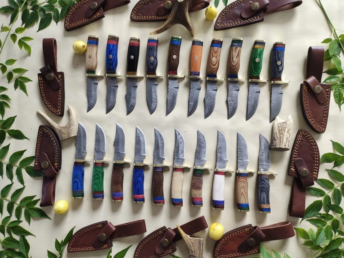20 PCS Custom Handmade Damascus Steel 6" Camping & Hunting Knives - From USA.