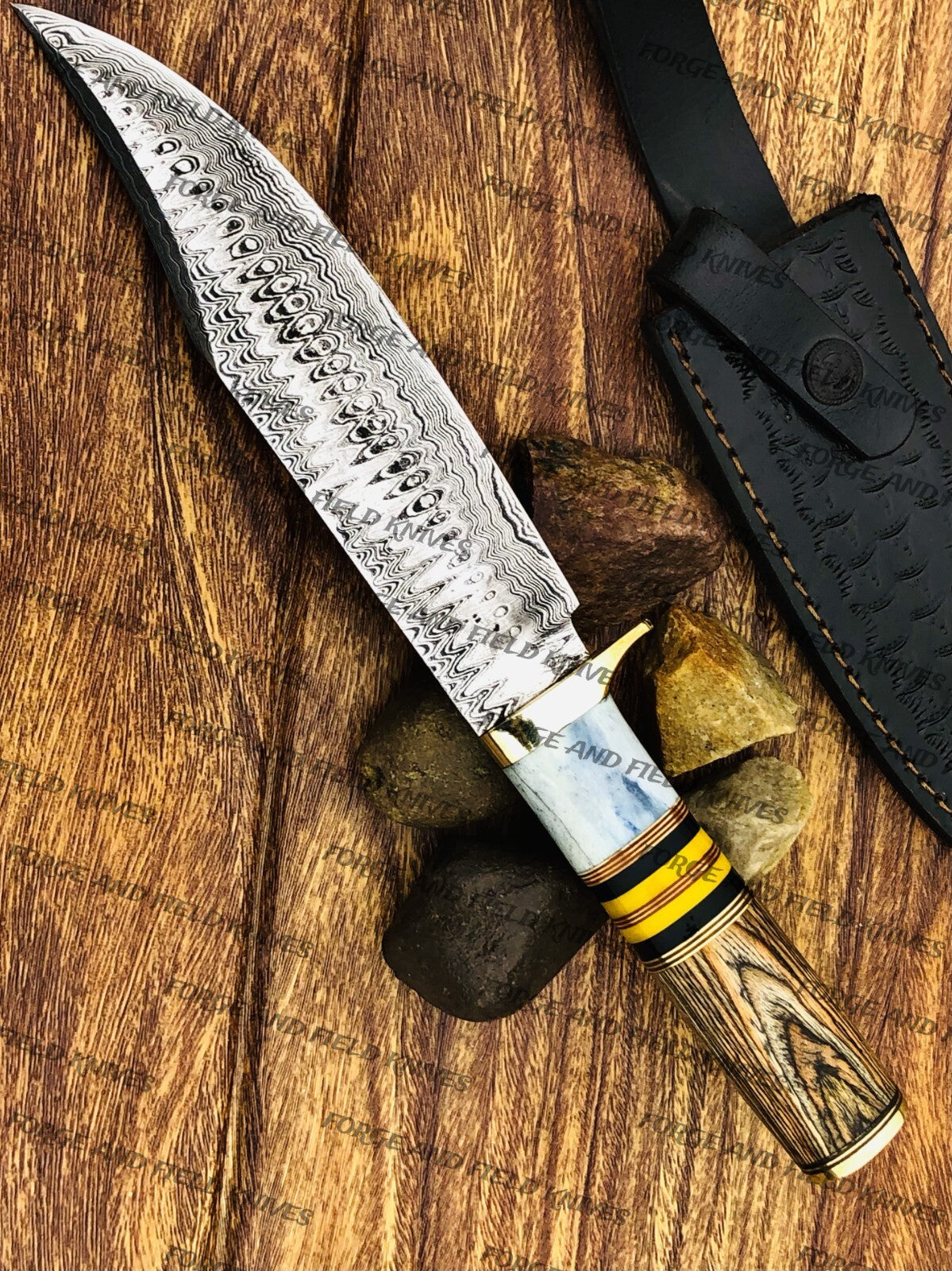 Custom Handmade Damascus Steel 12â  Dragon  Knife- Artisan Craftsmanship USA.