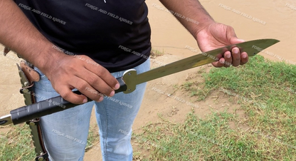 Custom Handmade High Carbon Steel Sword â Full Tang Hunting Machete withÂ Leather