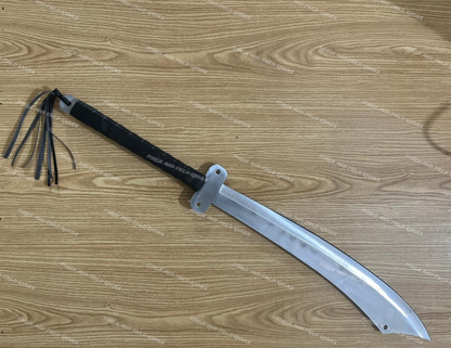 Custom Handmade High Carbon Steel Sword â Full Tang Hunting Machete withÂ Leather
