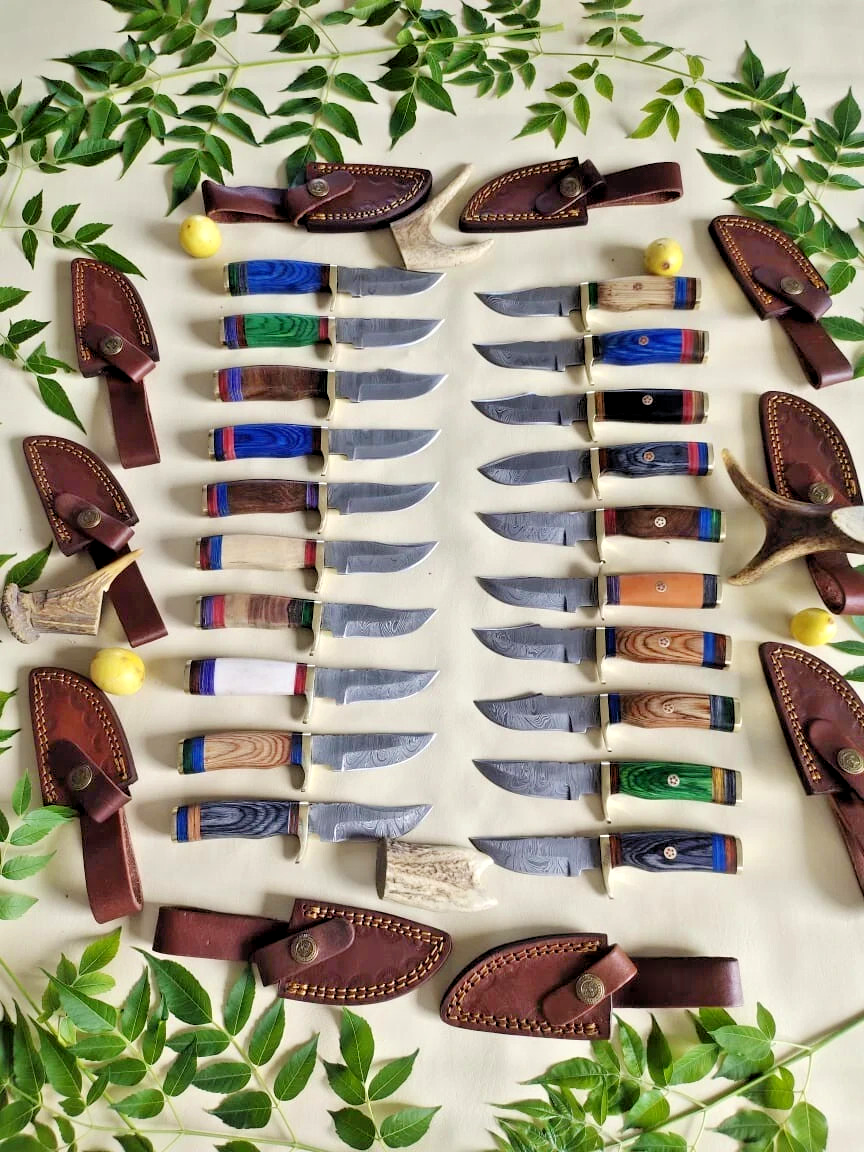 20 PCS Custom Handmade Damascus Steel 6" Camping & Hunting Knives - From USA.