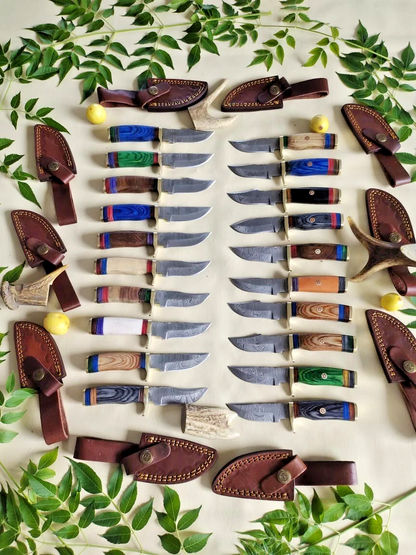 20 PCS Custom Handmade Damascus Steel 6" Camping & Hunting Knives - From USA.