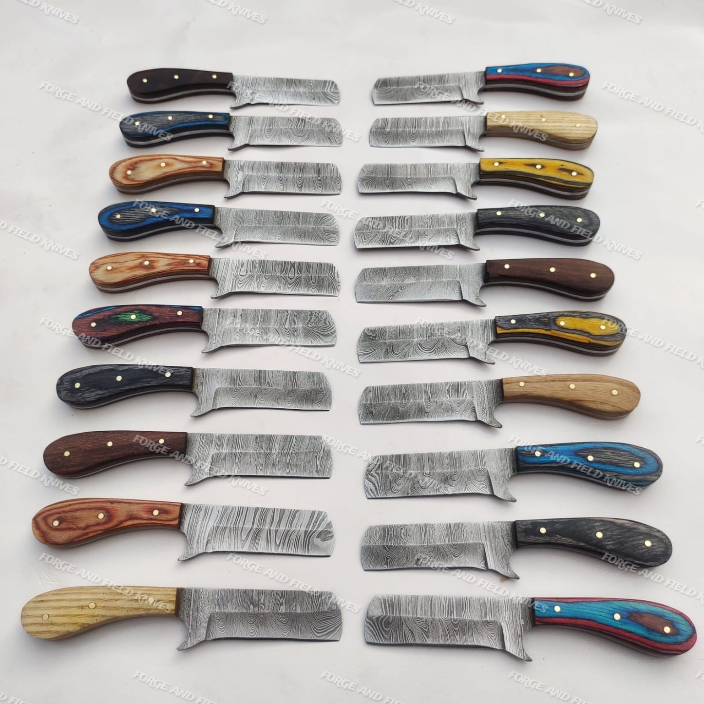 Set of 20 Custom Handmade Damascus Steel 8" Bull Cutters Hunting Knives W/Sheath