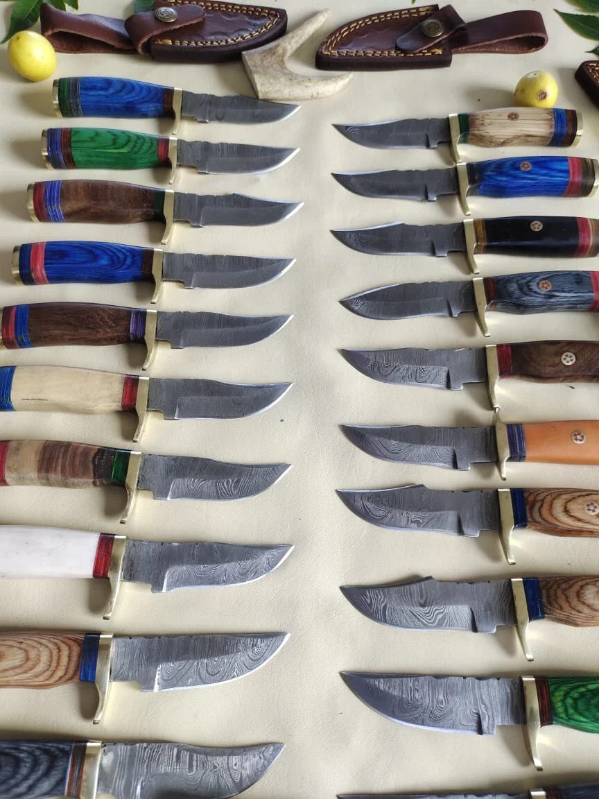 20 PCS Custom Handmade Damascus Steel 6" Camping & Hunting Knives - From USA.