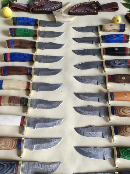 20 PCS Custom Handmade Damascus Steel 6" Camping & Hunting Knives - From USA.